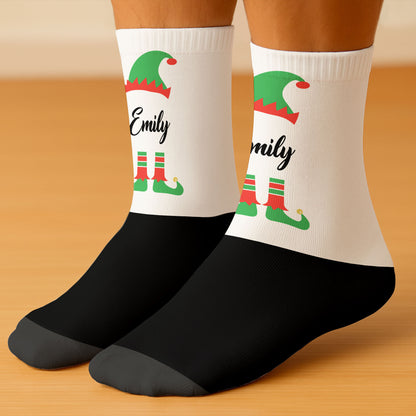 Festive Elf Boots On Cozy Christmas Socks
