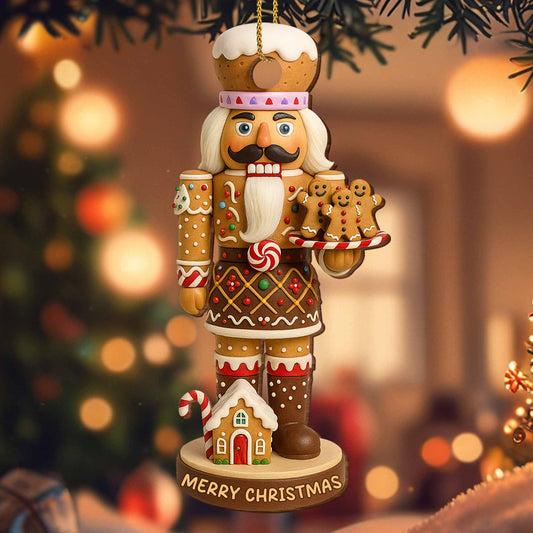 Merry Christmas Nutcracker With Gingerbread And Candy Cane