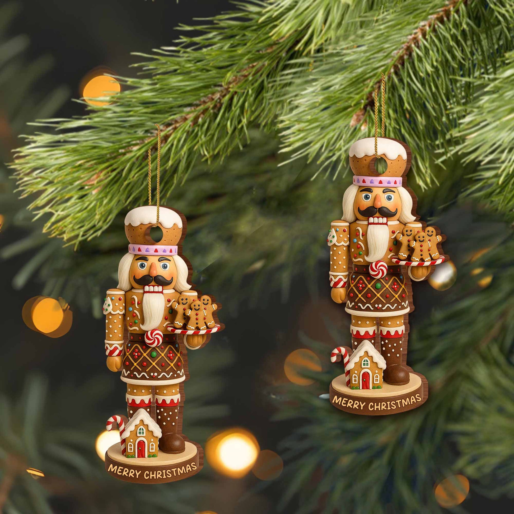 Merry Christmas Nutcracker With Gingerbread And Candy Cane