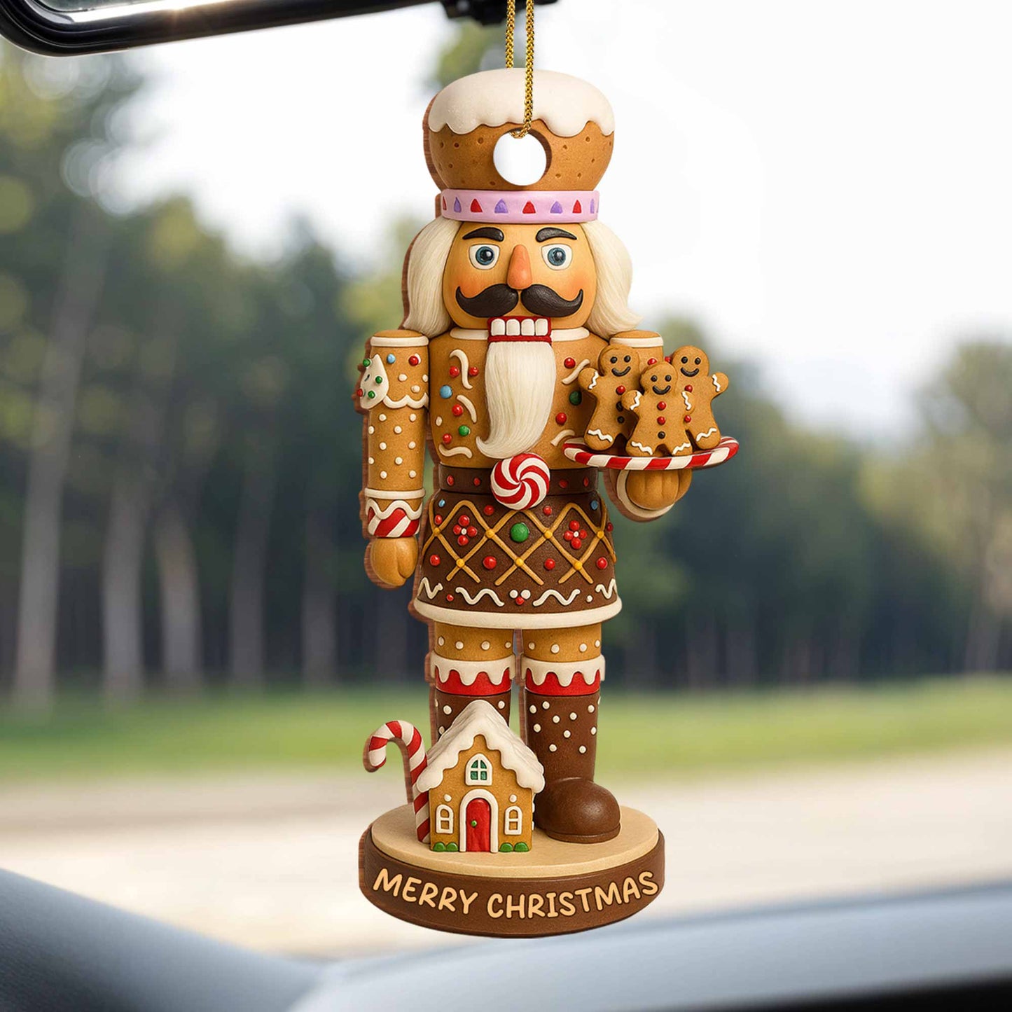 Merry Christmas Nutcracker With Gingerbread And Candy Cane