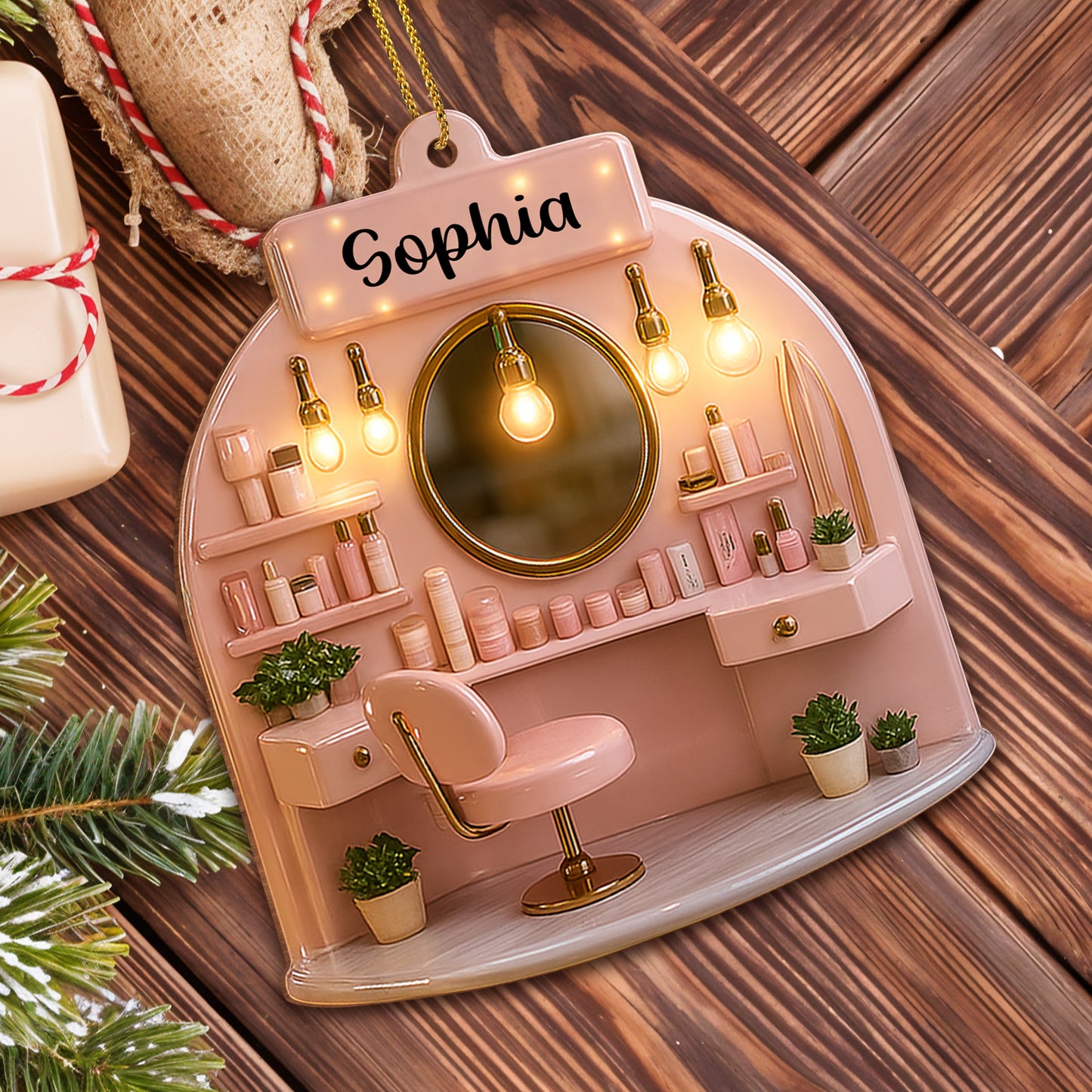 Customizable Beauty Salon Ornament With Stylish Vanity