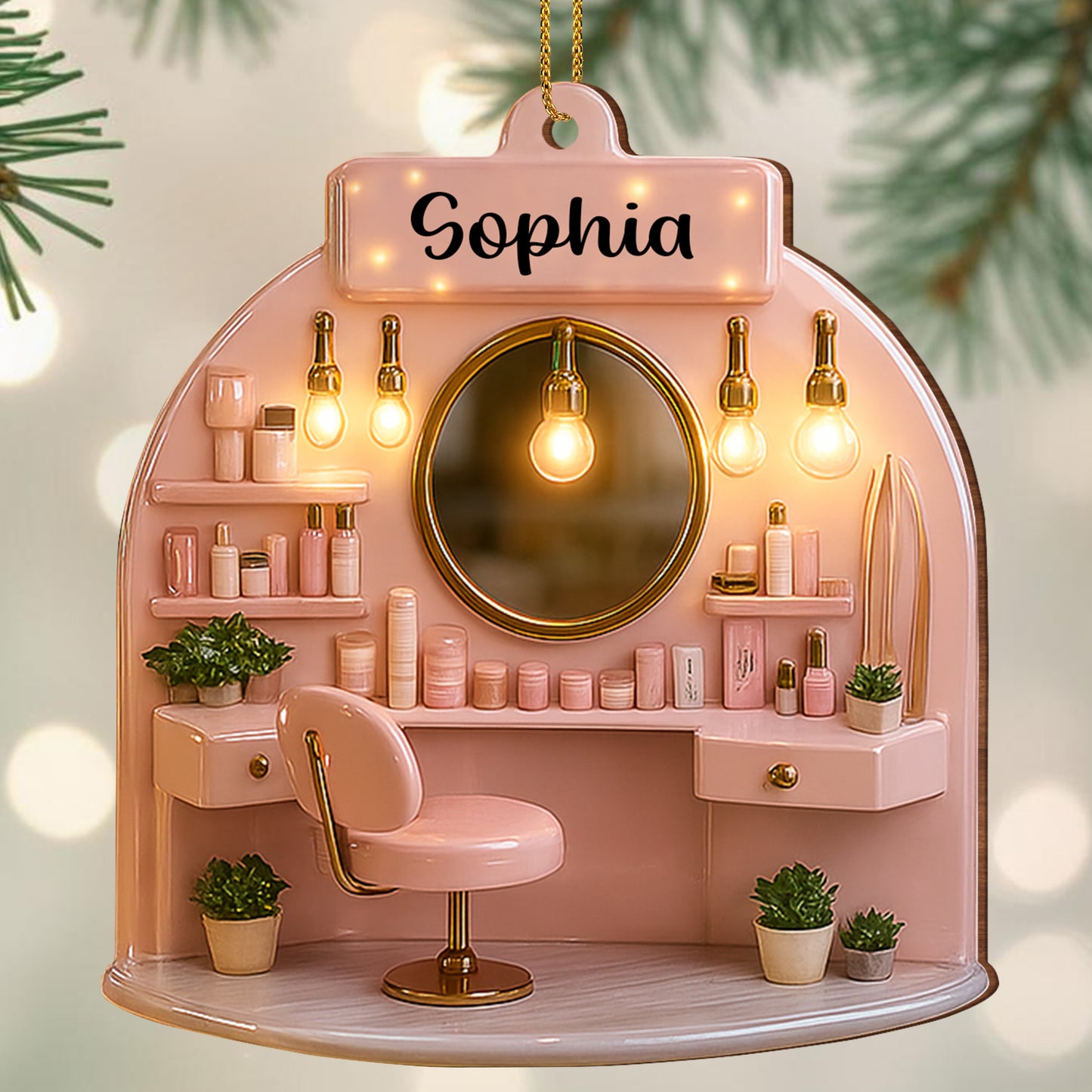 Customizable Beauty Salon Ornament With Stylish Vanity