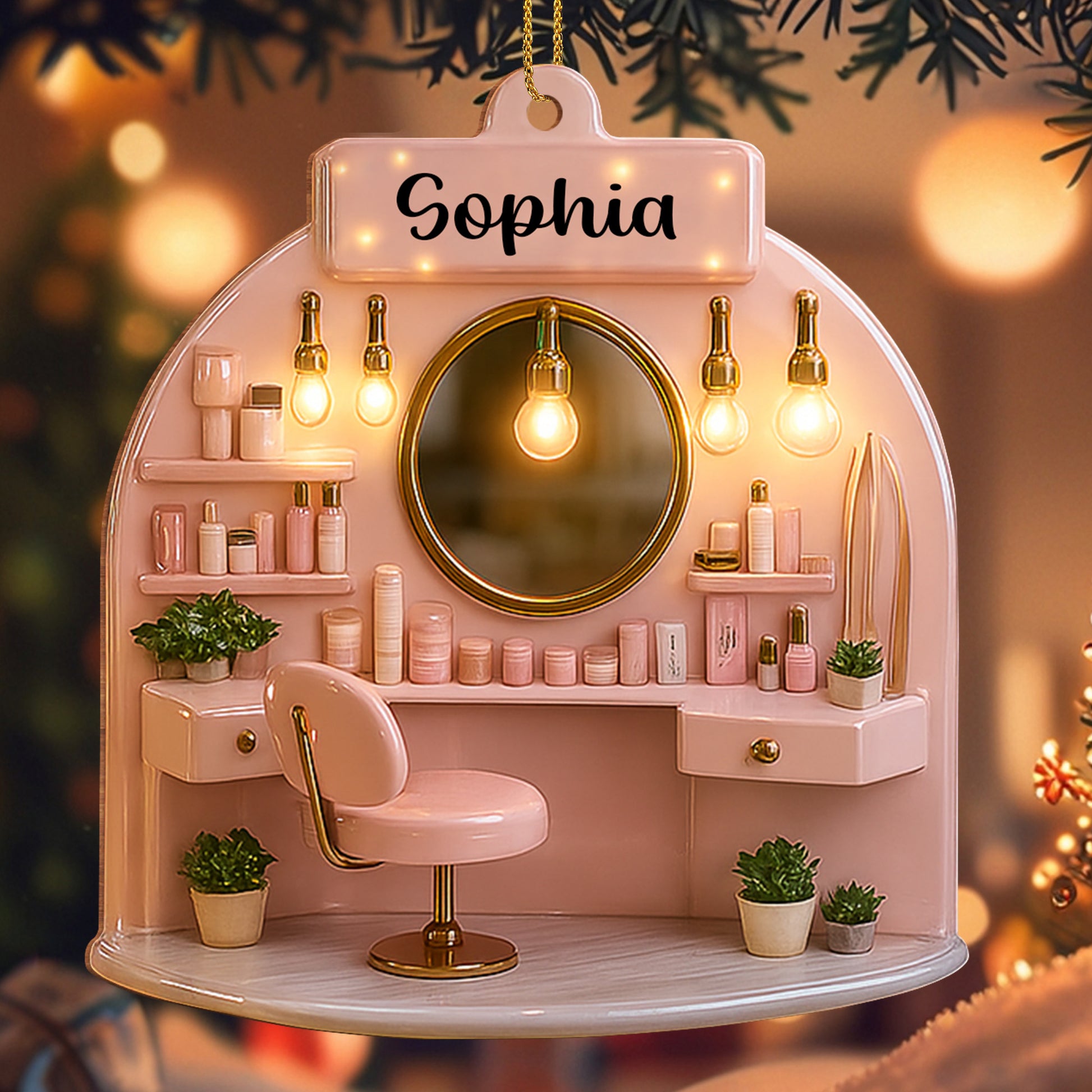 Customizable Beauty Salon Ornament With Stylish Vanity