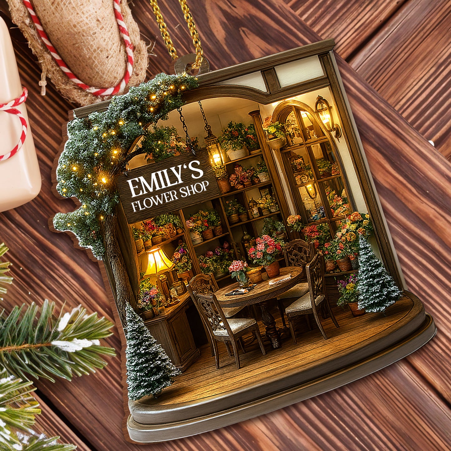 Cozy Christmas Flower Shop Scene