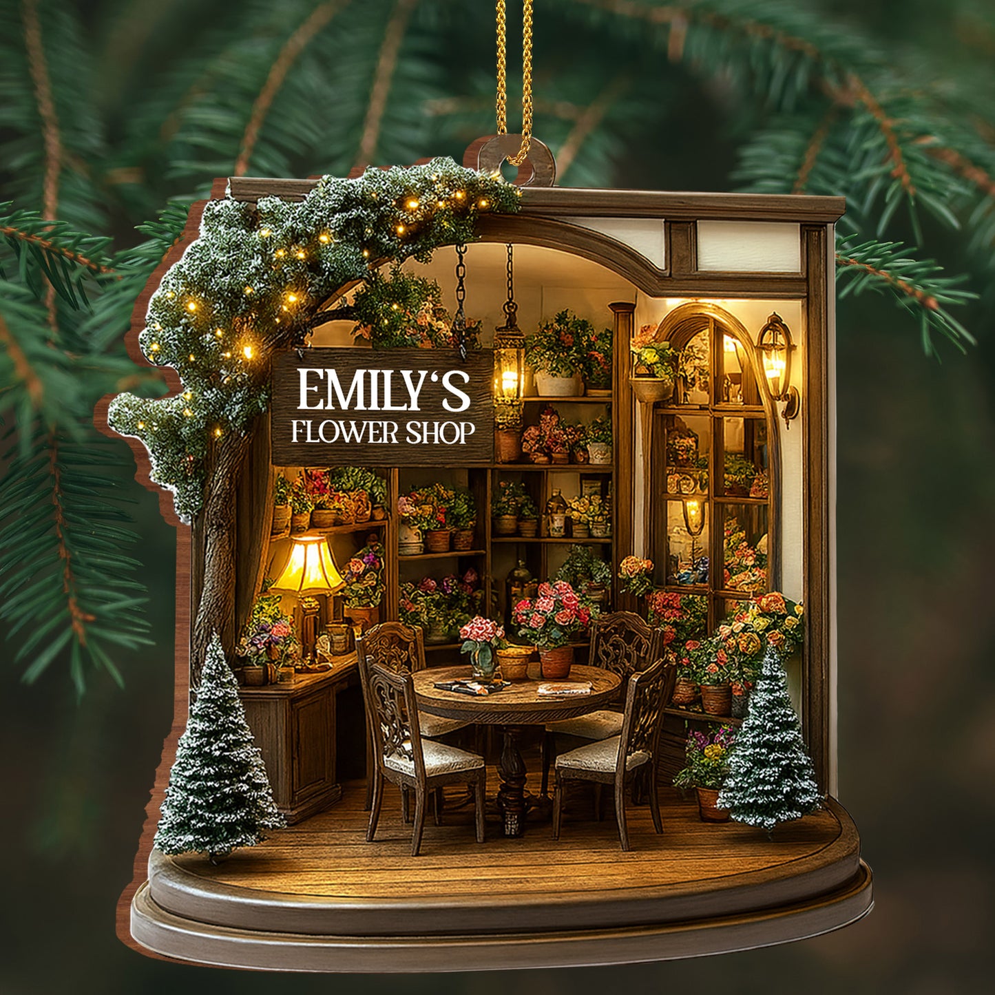 Cozy Christmas Flower Shop Scene