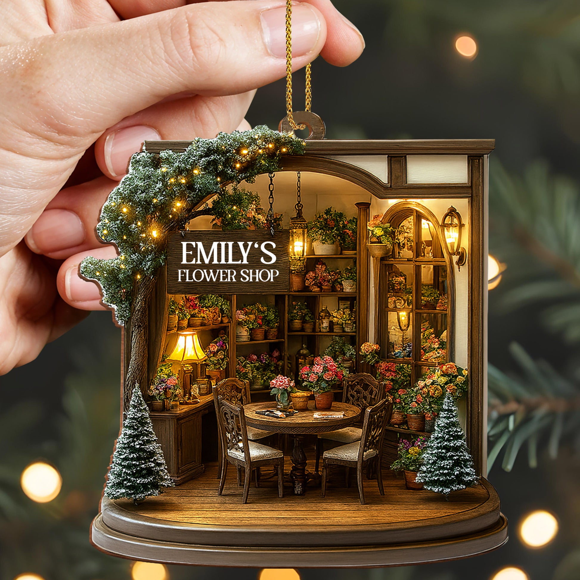 Cozy Christmas Flower Shop Scene