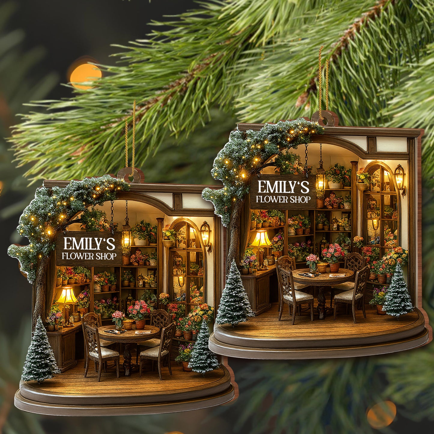 Cozy Christmas Flower Shop Scene