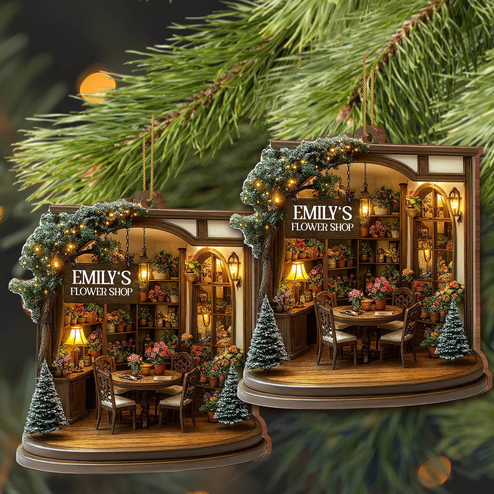 Cozy Christmas Flower Shop Scene