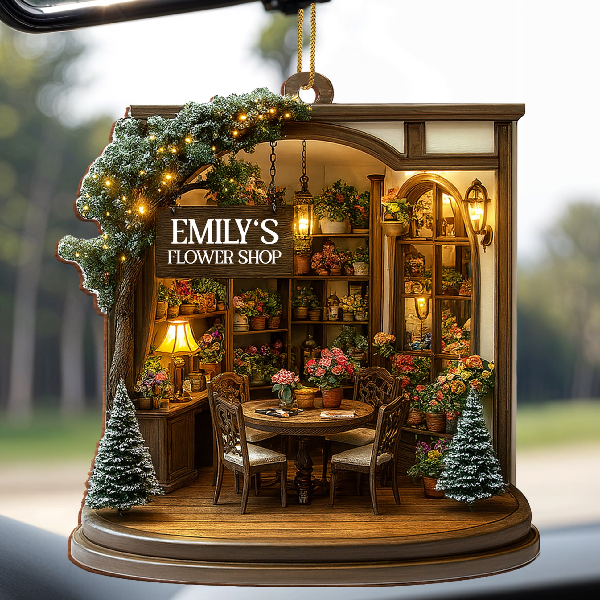 Cozy Christmas Flower Shop Scene