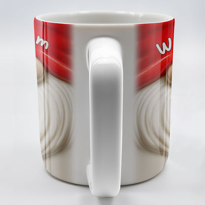 Savourez chaque gorgée avec ce mug personnalisé à motif de barbe festive et de chapeau rouge – XMAS062_MG