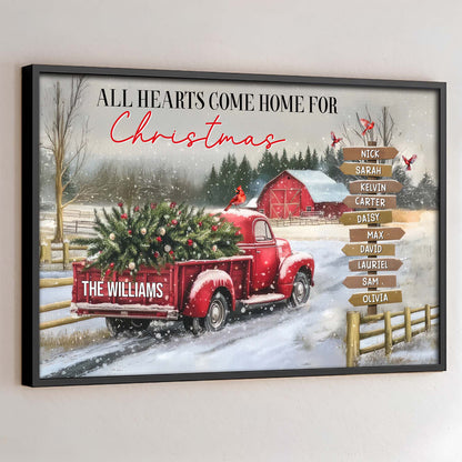 All Hearts Come Home For Christmas, Red Truck And Snow