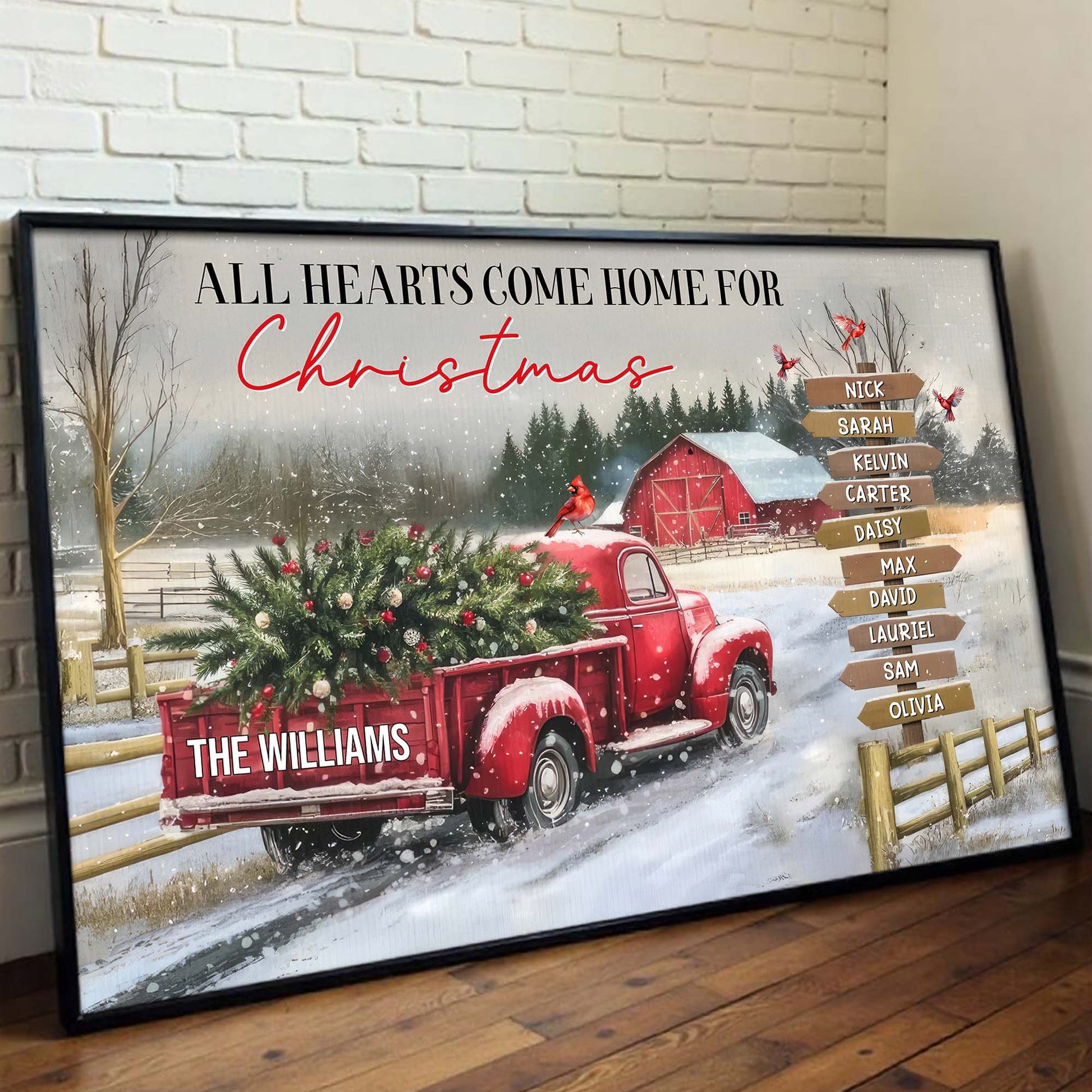 All Hearts Come Home For Christmas, Red Truck And Snow