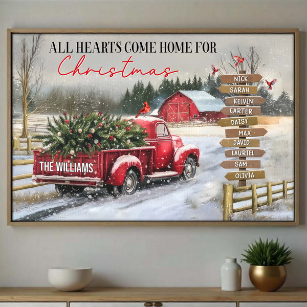 All Hearts Come Home For Christmas, Red Truck And Snow