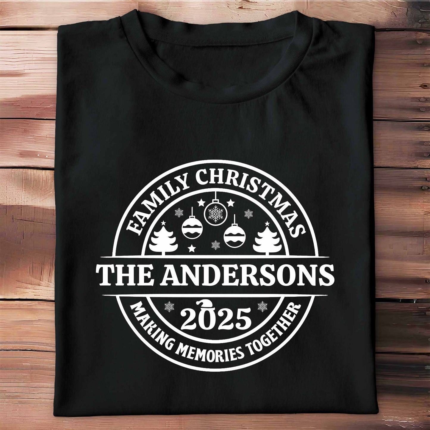 Family Christmas Making Memories Together With Christmas Trees And Ornaments