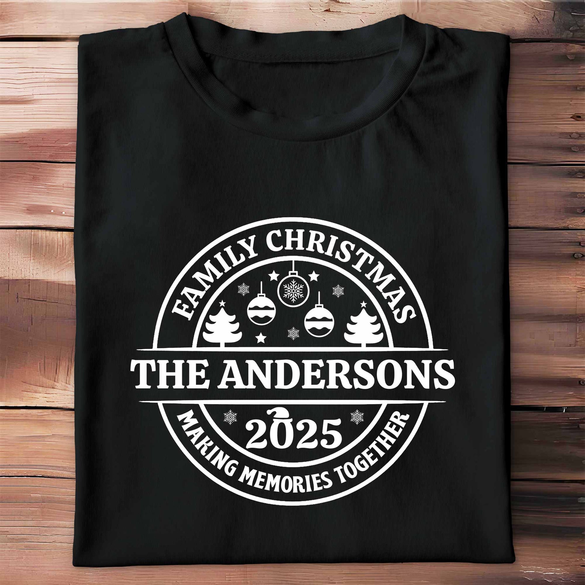 Family Christmas Making Memories Together With Christmas Trees And Ornaments