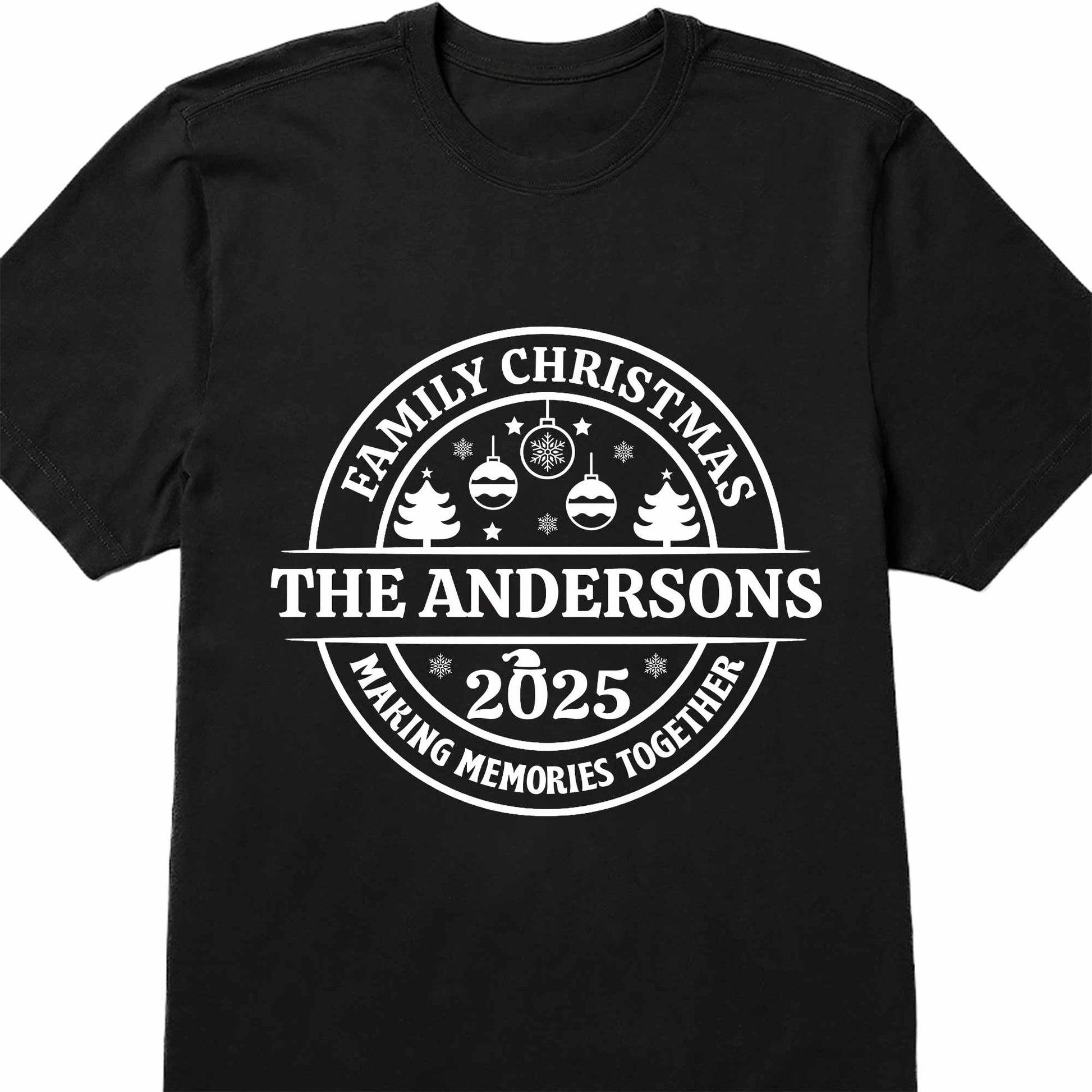 Family Christmas Making Memories Together With Christmas Trees And Ornaments