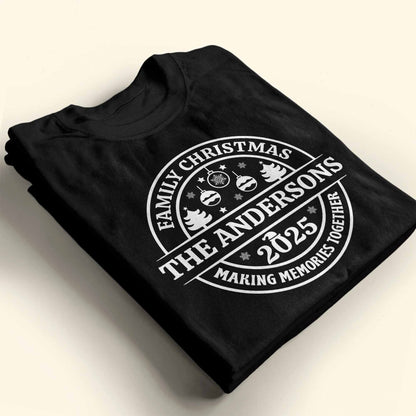 Family Christmas Making Memories Together With Christmas Trees And Ornaments