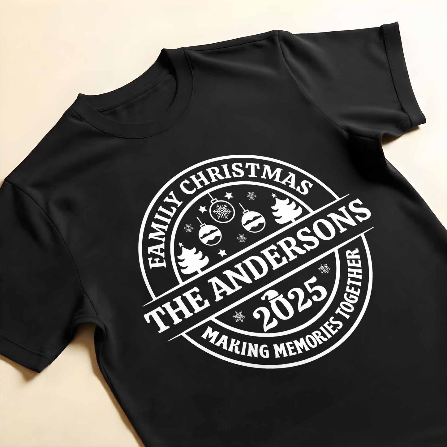 Family Christmas Making Memories Together With Christmas Trees And Ornaments