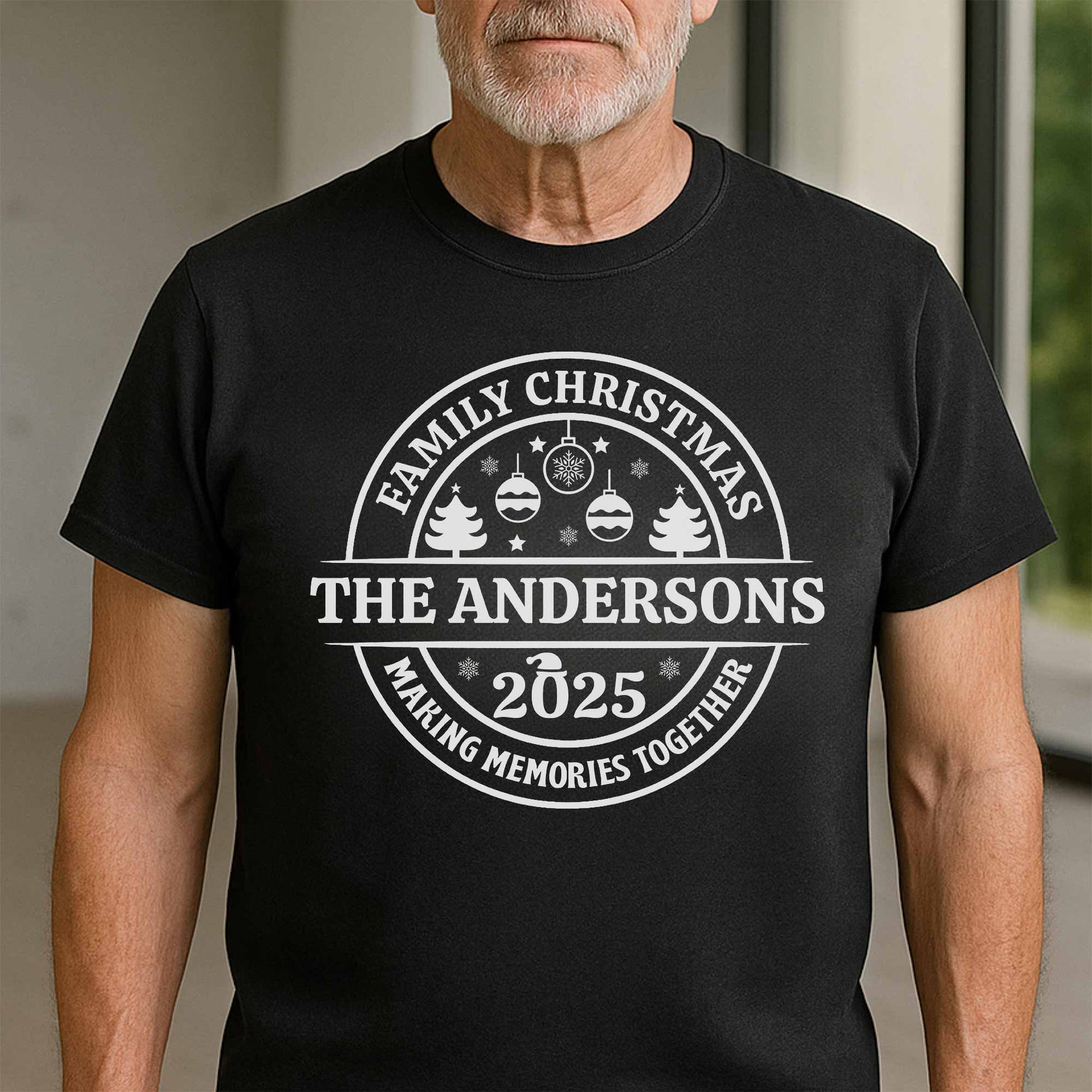 Family Christmas Making Memories Together With Christmas Trees And Ornaments