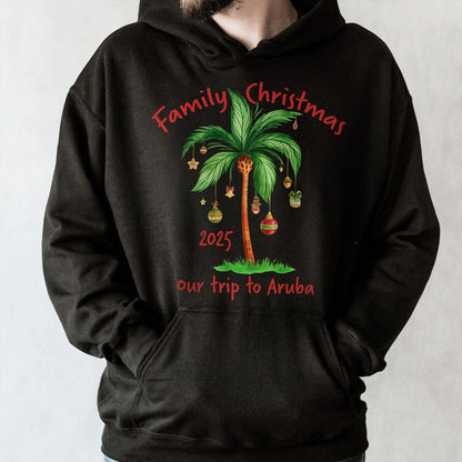 Family Christmas Palm Tree With Ornaments Design