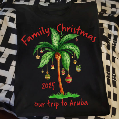 Family Christmas Palm Tree With Ornaments Design