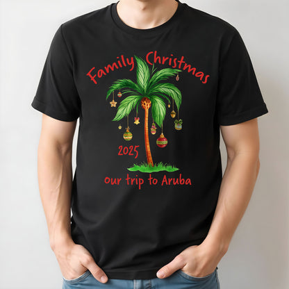 Family Christmas Palm Tree With Ornaments Design