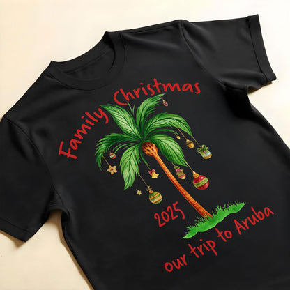 Family Christmas Palm Tree With Ornaments Design