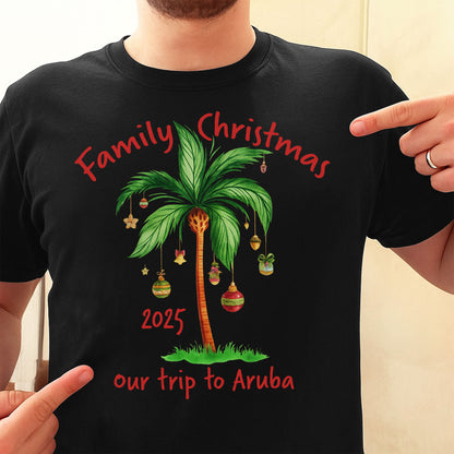Family Christmas Palm Tree With Ornaments Design