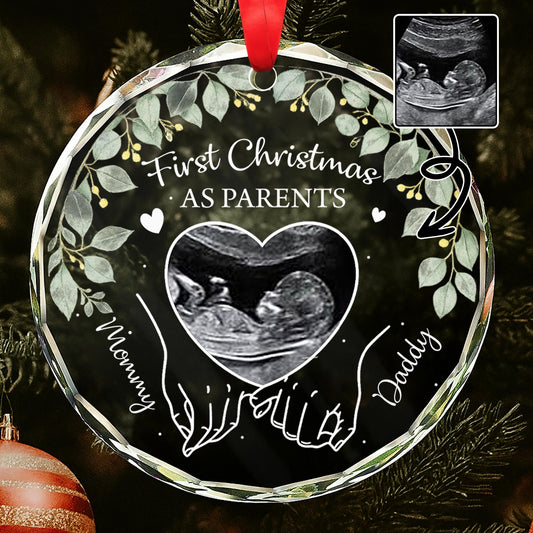 First Christmas As Parents With Ultrasound And Heart Design