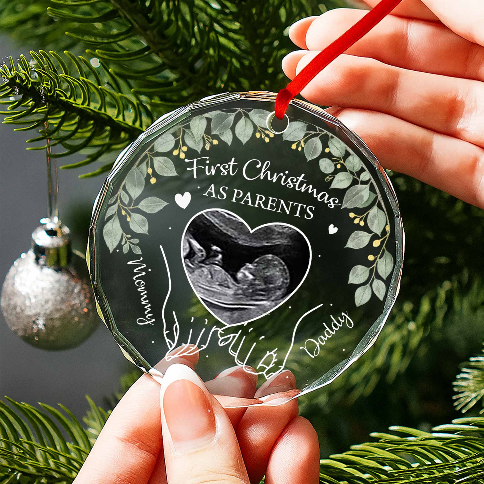 First Christmas As Parents With Ultrasound And Heart Design