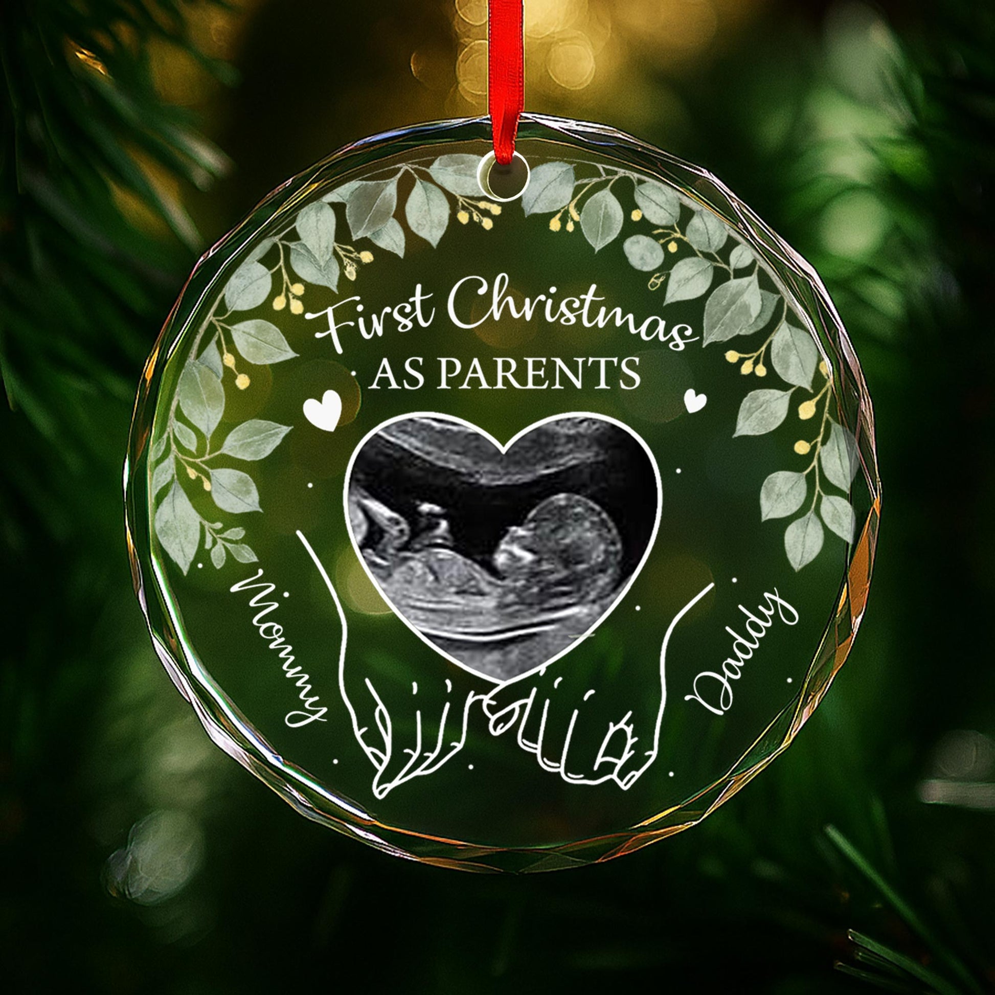 First Christmas As Parents With Ultrasound And Heart Design