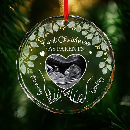 First Christmas As Parents With Ultrasound And Heart Design