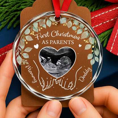 First Christmas As Parents With Ultrasound And Heart Design
