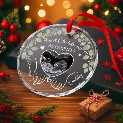 First Christmas As Parents With Ultrasound And Heart Design