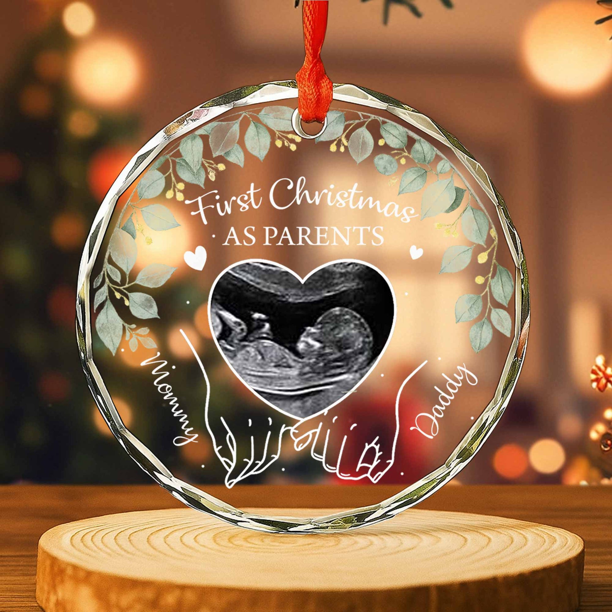 First Christmas As Parents With Ultrasound And Heart Design