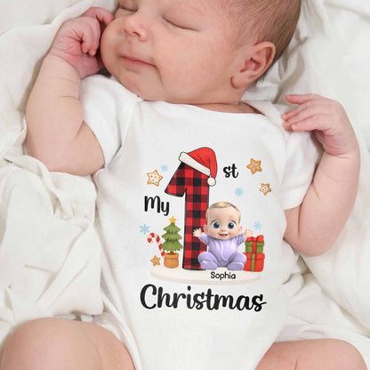 My 1st Christmas Baby With Santa Hat And Gifts