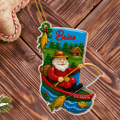 Santa Fishing Adventure, Christmas Ornament