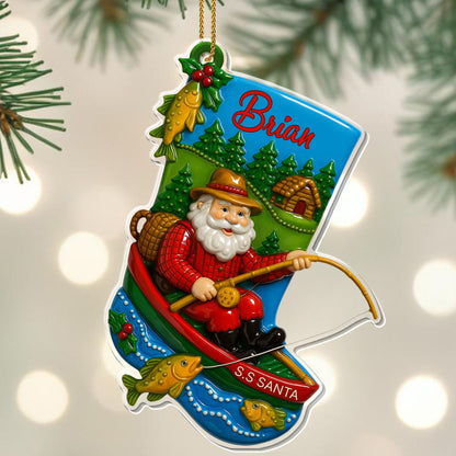 Santa Fishing Adventure, Christmas Ornament
