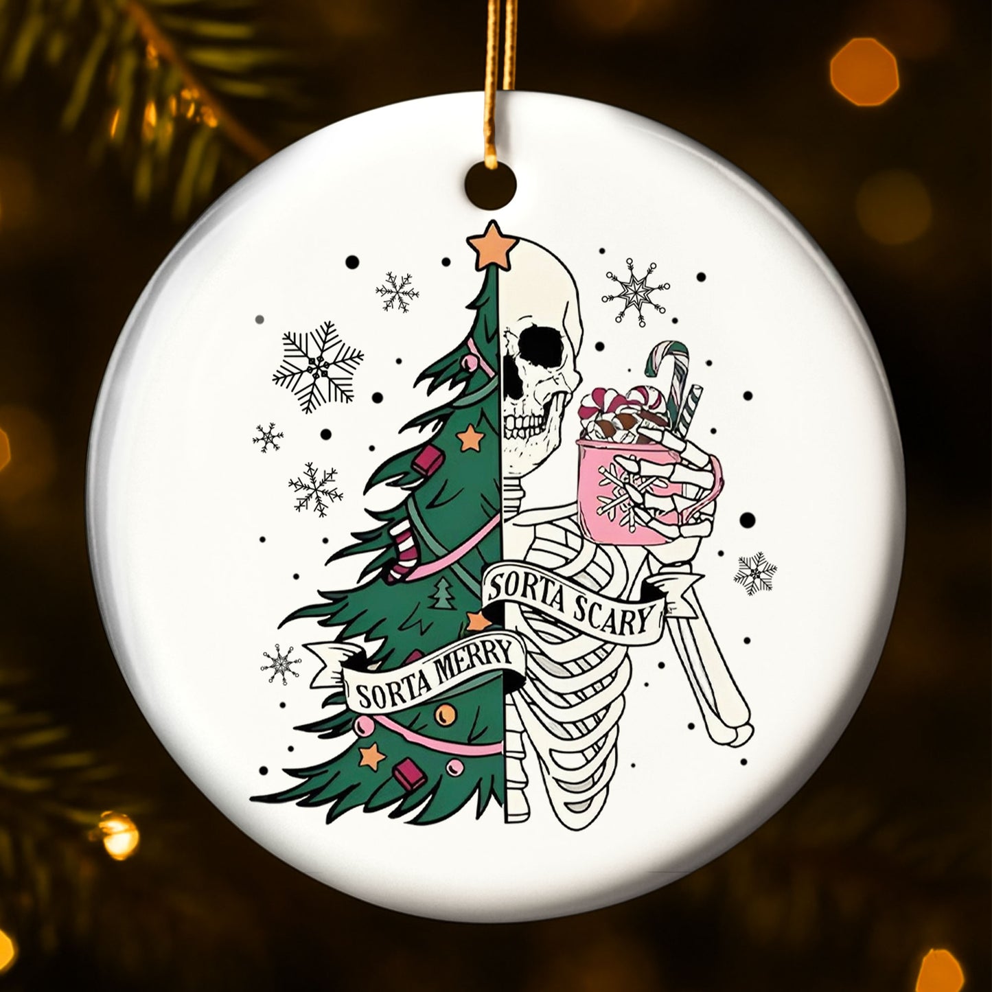 Sorta Merry, Sorta Scary With Skull And Christmas Tree