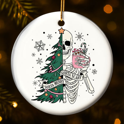 Sorta Merry, Sorta Scary With Skull And Christmas Tree