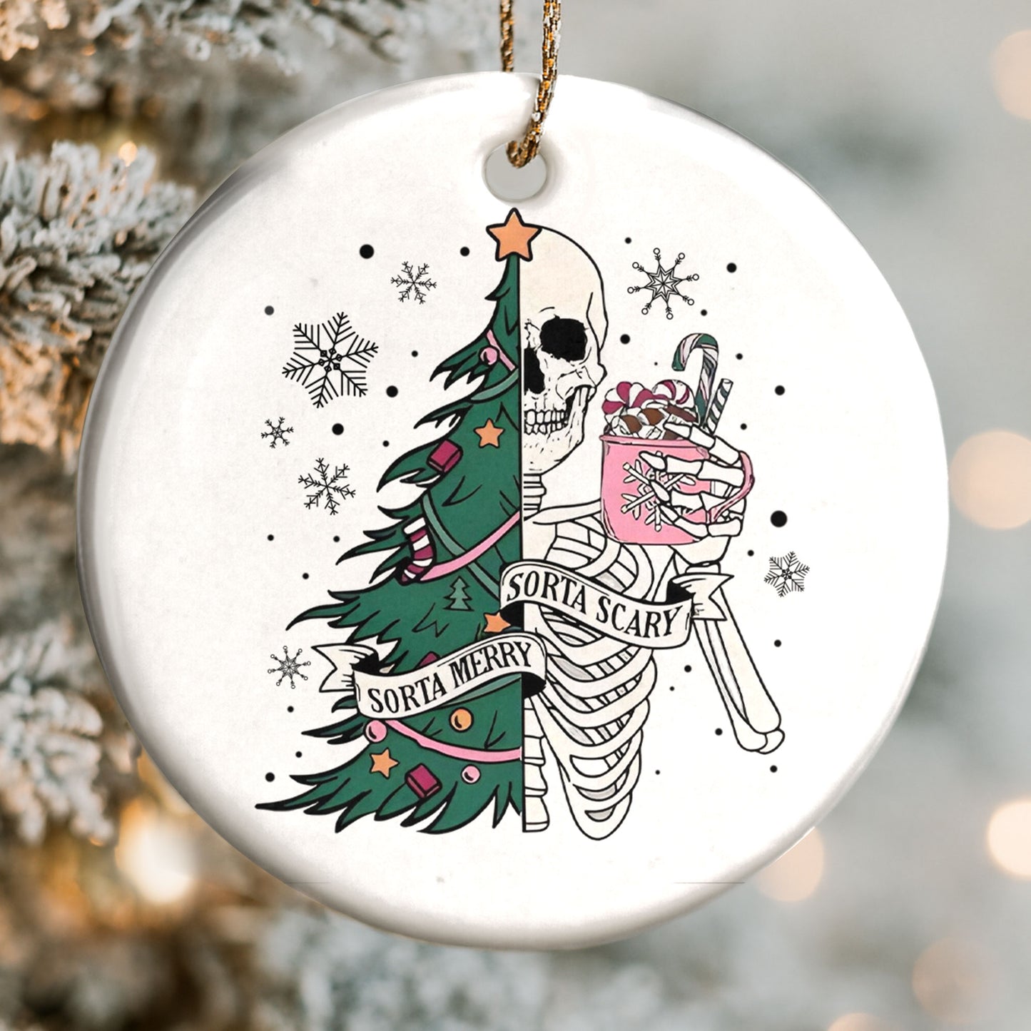 Sorta Merry, Sorta Scary With Skull And Christmas Tree