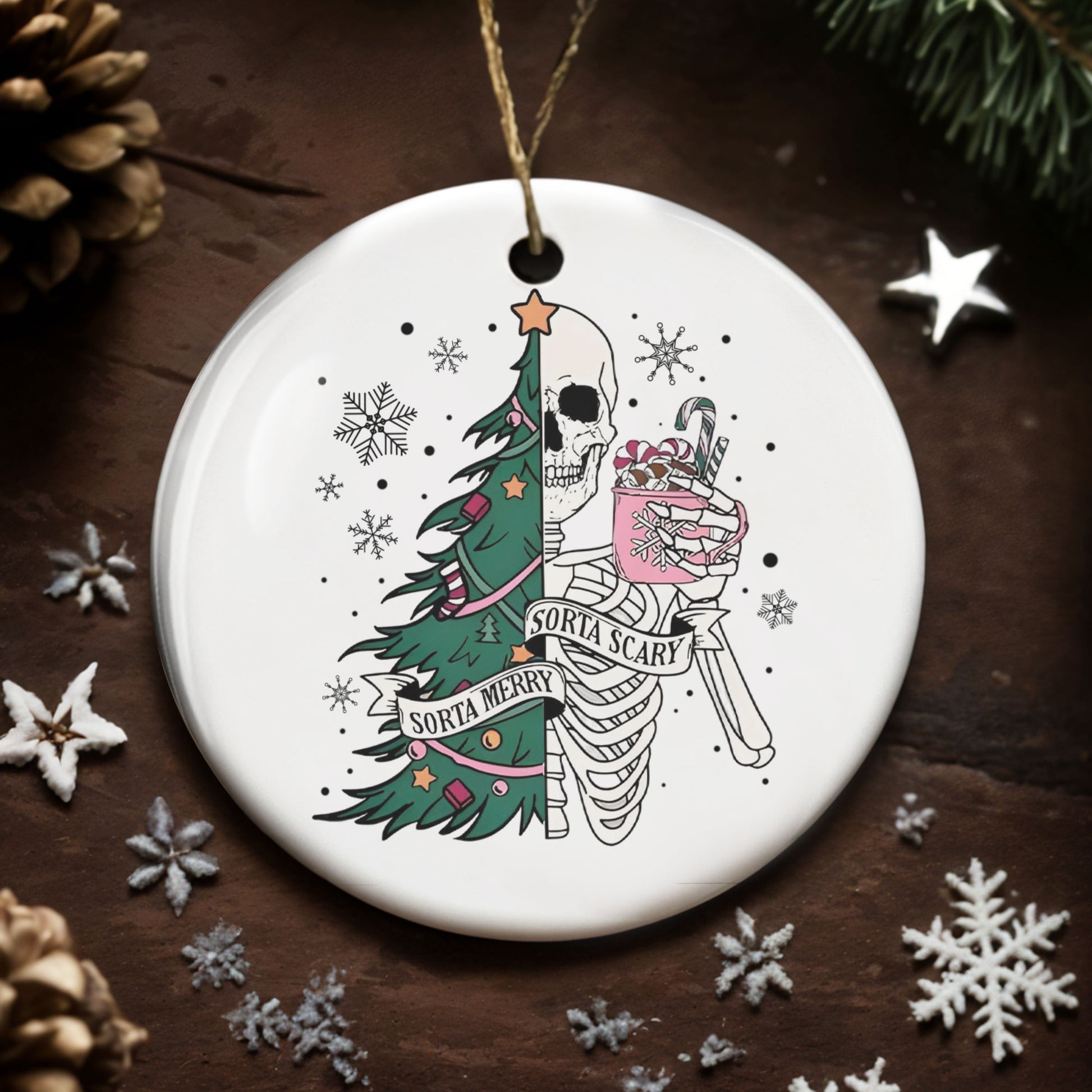 Sorta Merry, Sorta Scary With Skull And Christmas Tree