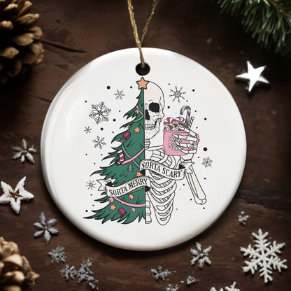 Sorta Merry, Sorta Scary With Skull And Christmas Tree
