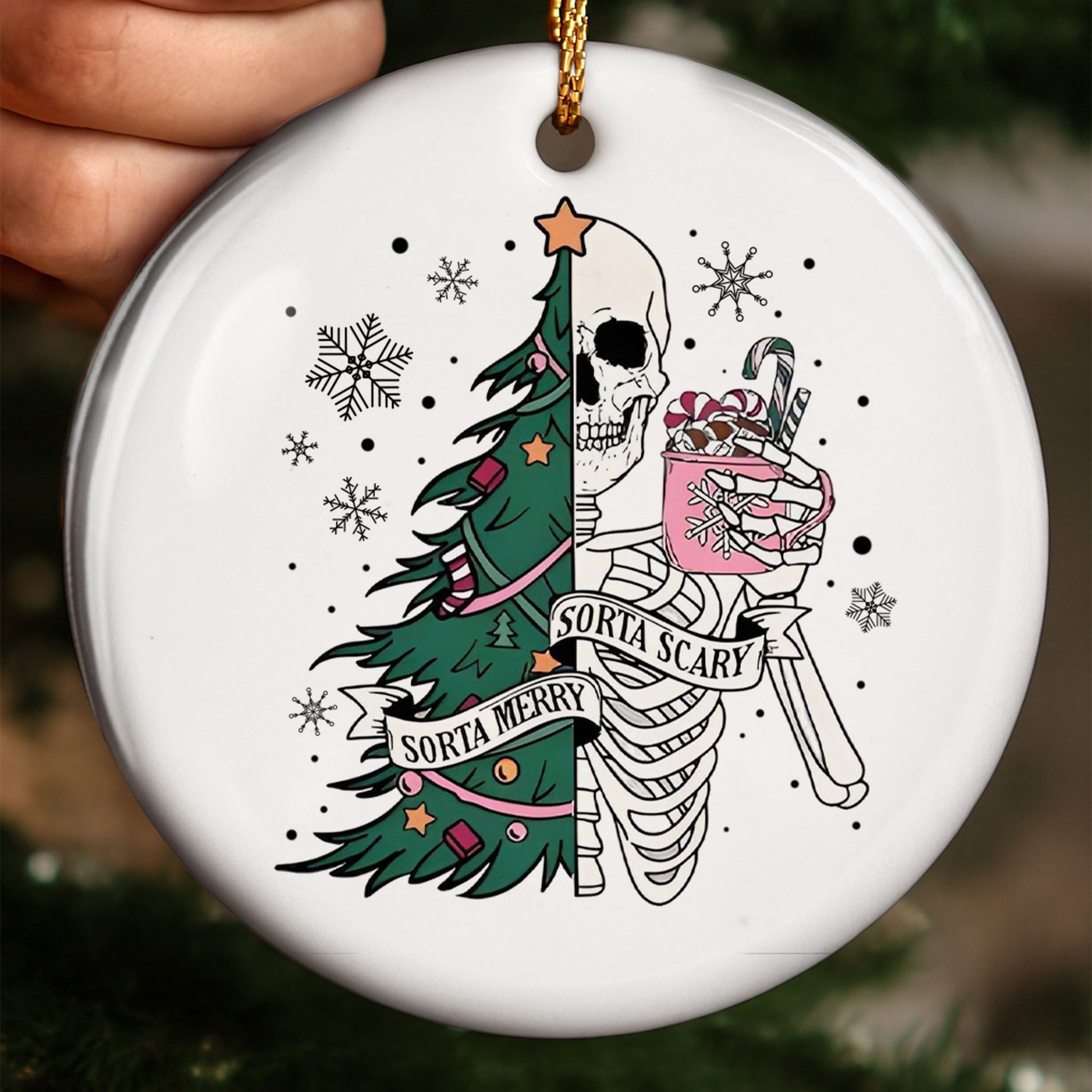 Sorta Merry, Sorta Scary With Skull And Christmas Tree