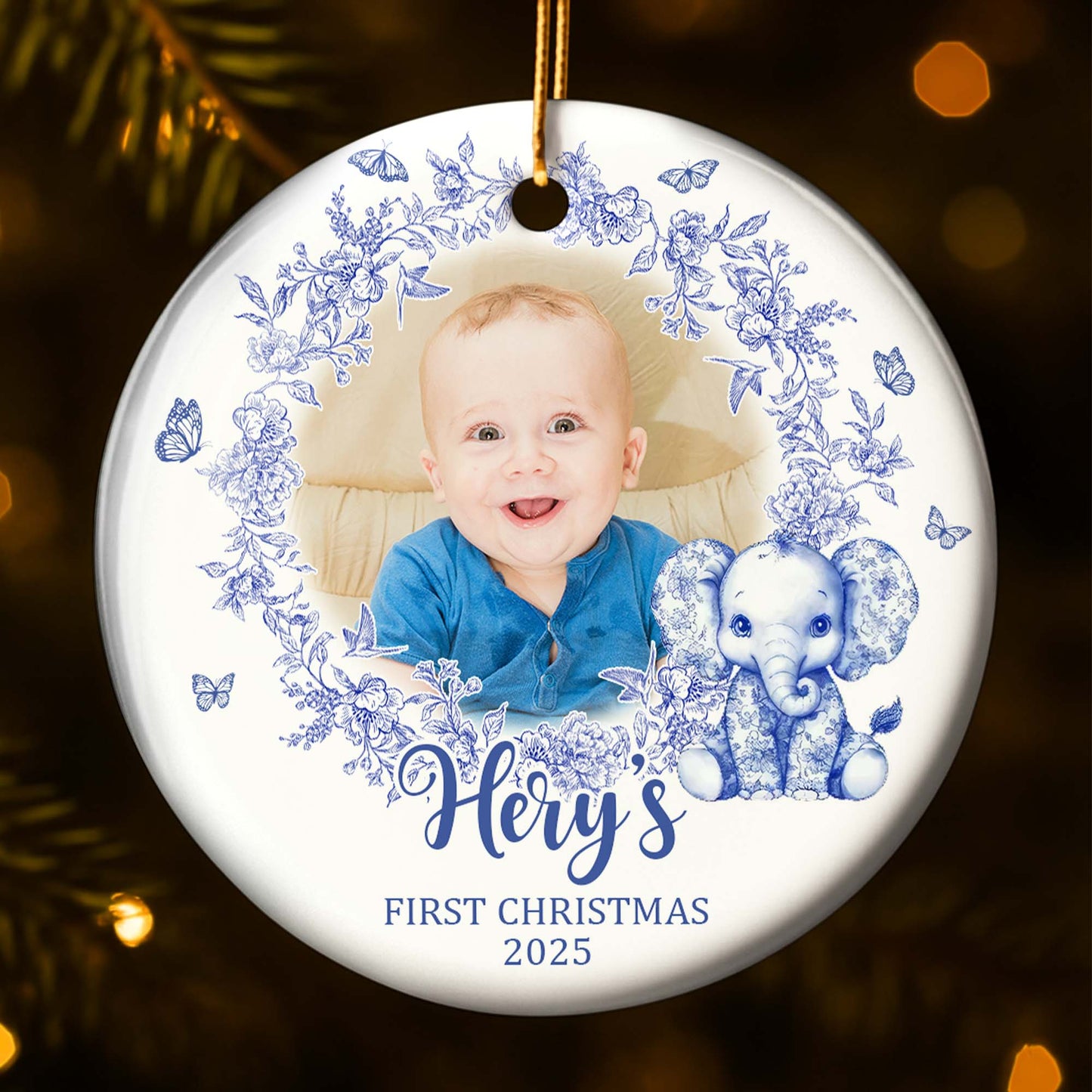 Celebrate Your Child's First Christmas With Flowers And Elephant