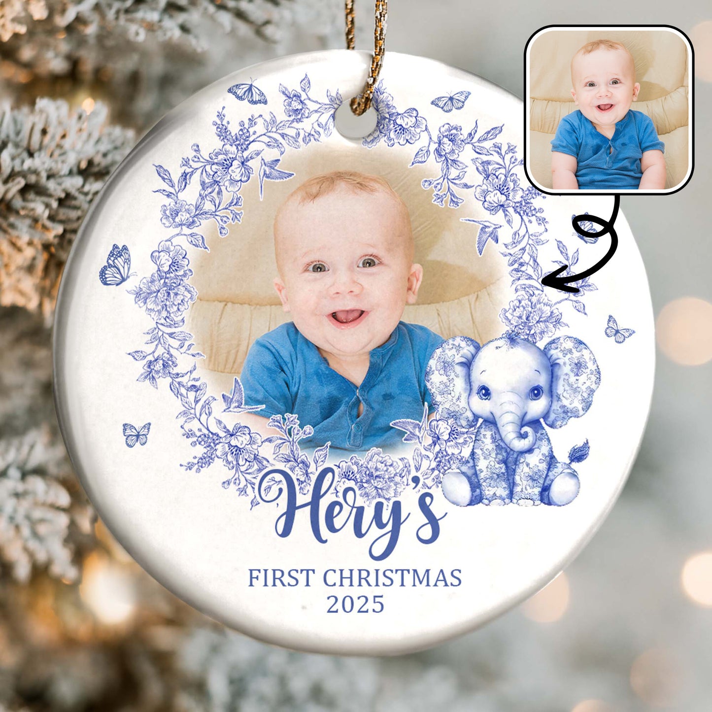 Celebrate Your Child's First Christmas With Flowers And Elephant