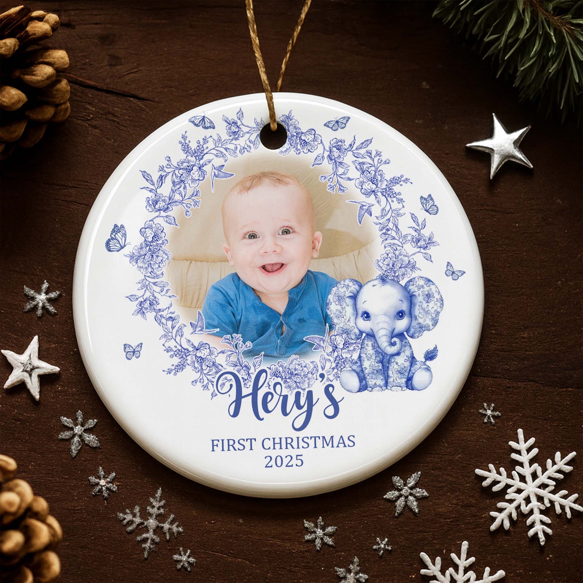 Celebrate Your Child's First Christmas With Flowers And Elephant