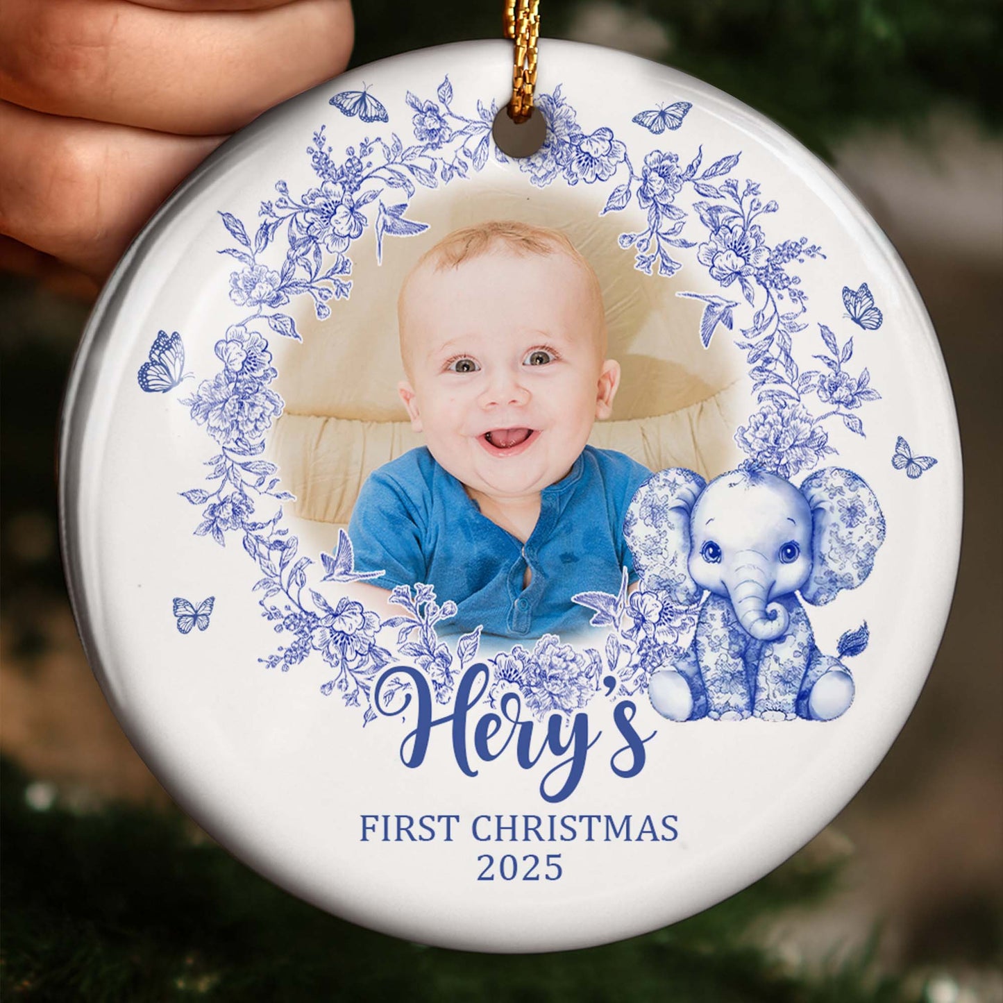 Celebrate Your Child's First Christmas With Flowers And Elephant