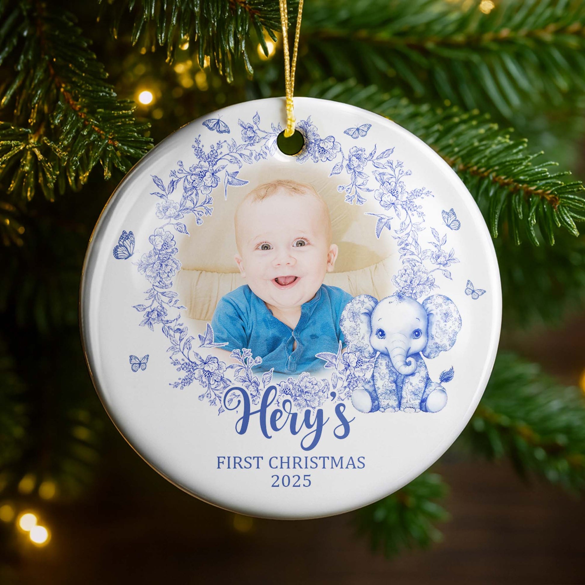 Celebrate Your Child's First Christmas With Flowers And Elephant