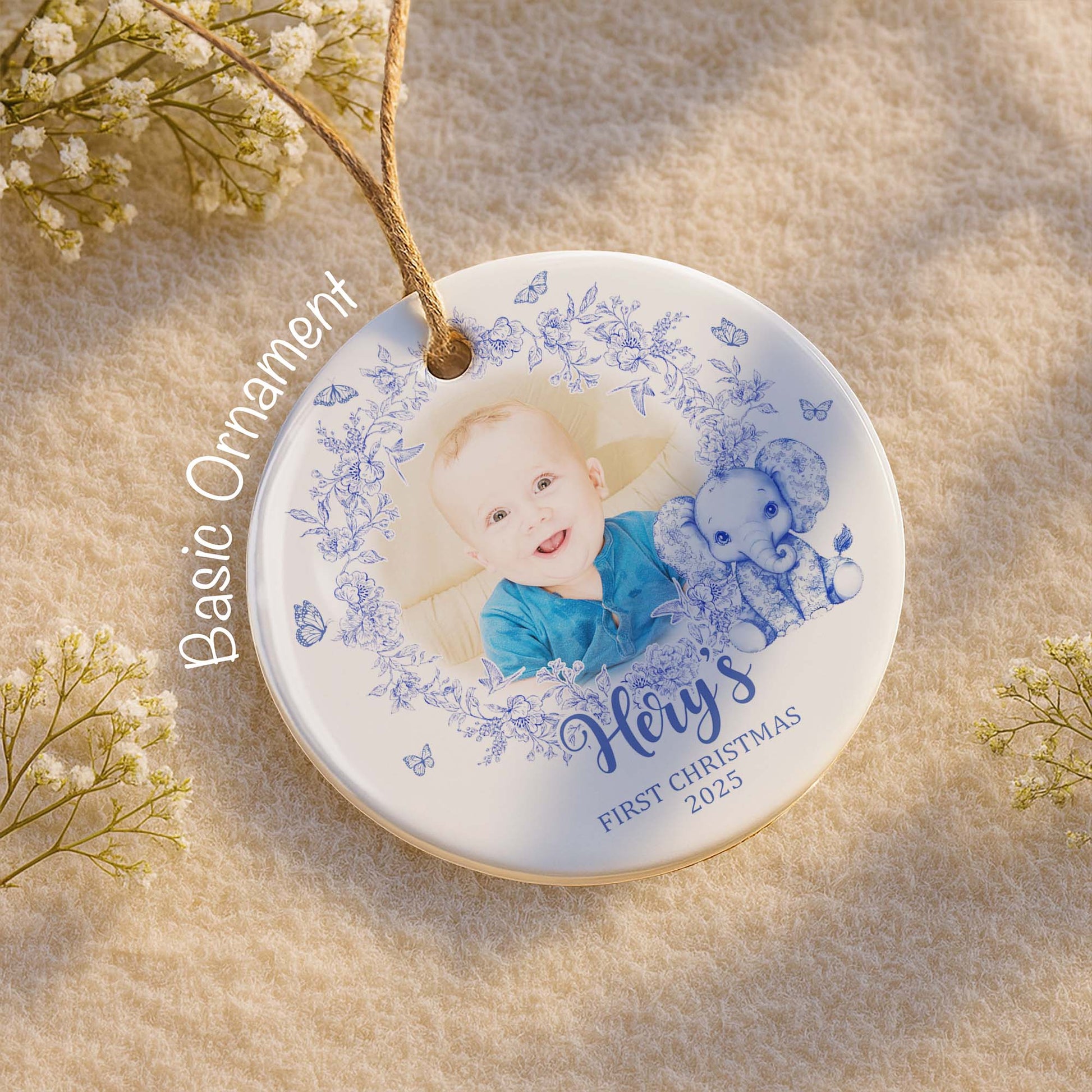 Celebrate Your Child's First Christmas With Flowers And Elephant